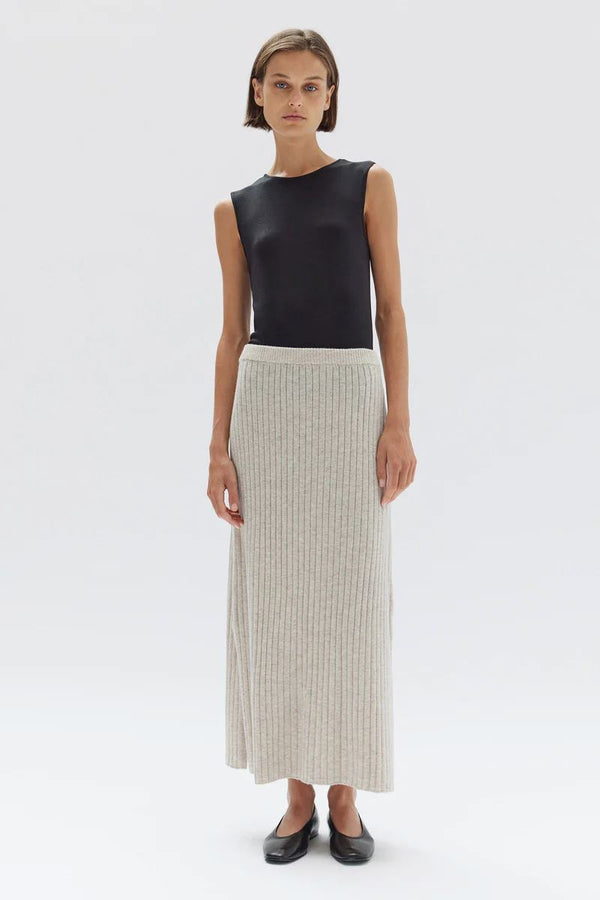 Assembly Label Wool Cashmere Rib Skirt - Oat Marle Assembly Label