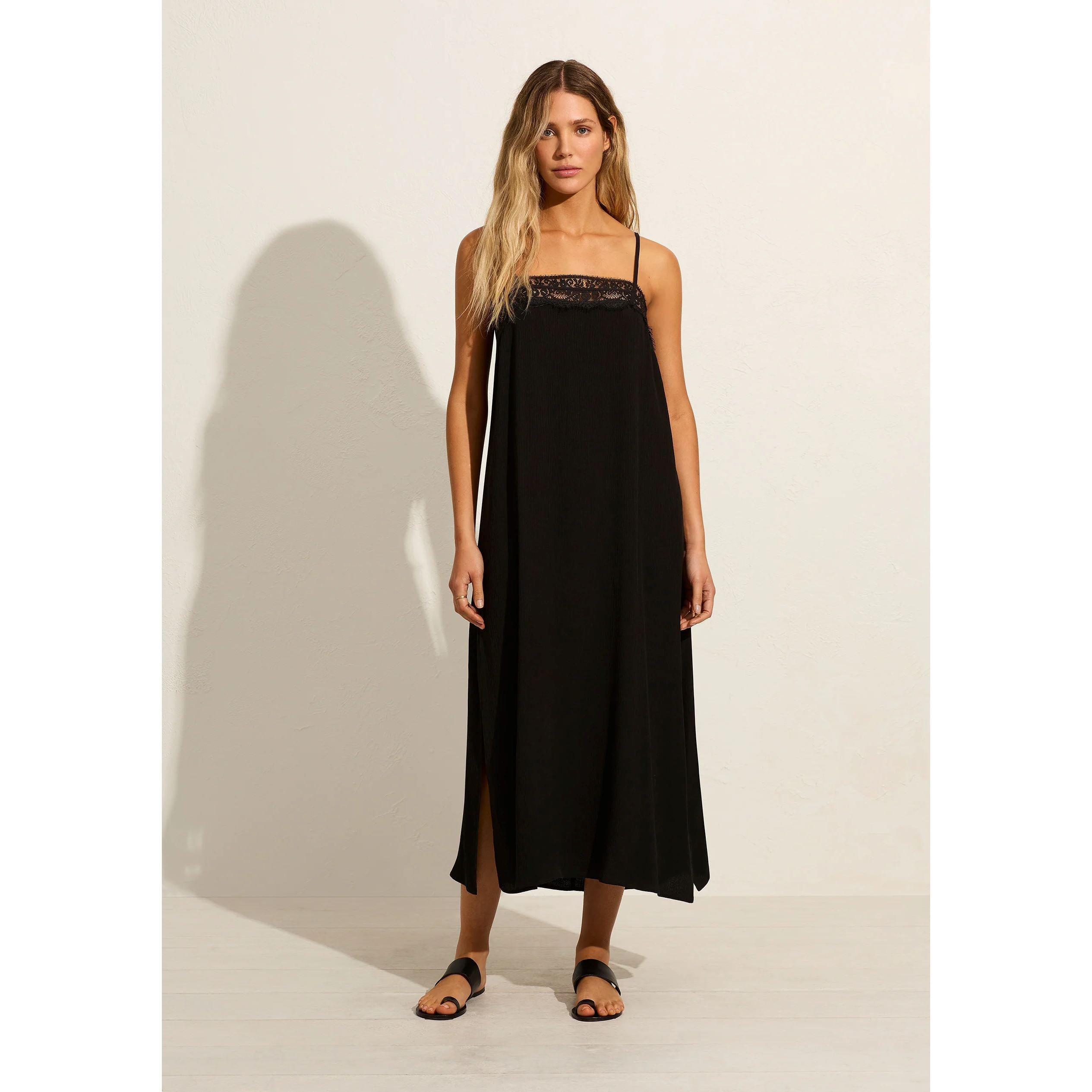 Auguste Lourdes Slip Midi Dress - Black Auguste