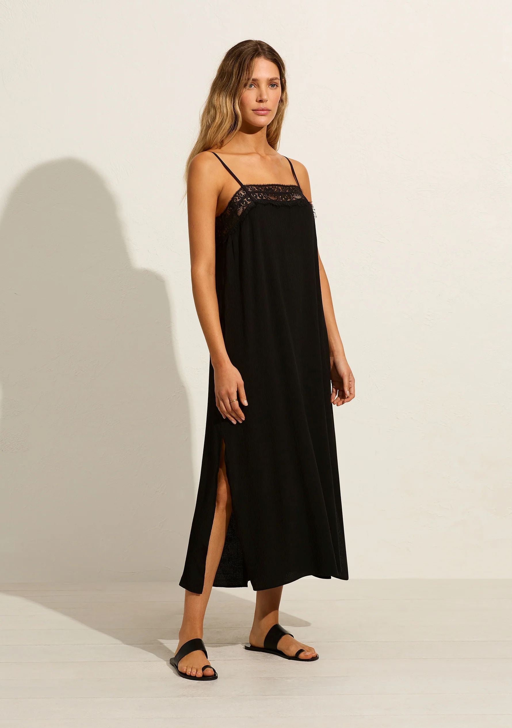 Auguste Lourdes Slip Midi Dress - Black Auguste