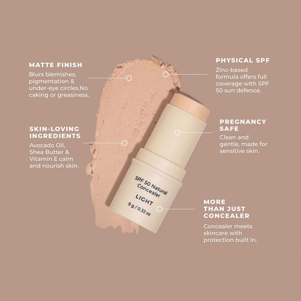 Avocado Zinc SPF 50 Natural Concealer - Light - Medium Avocado Zinc