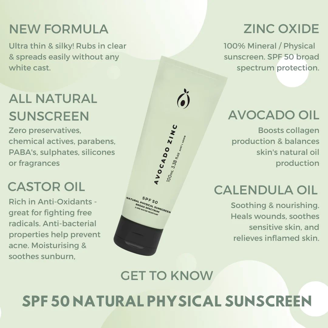 Avocado Zinc SPF 50 Natural Physical Sunscreen Avocado Zinc