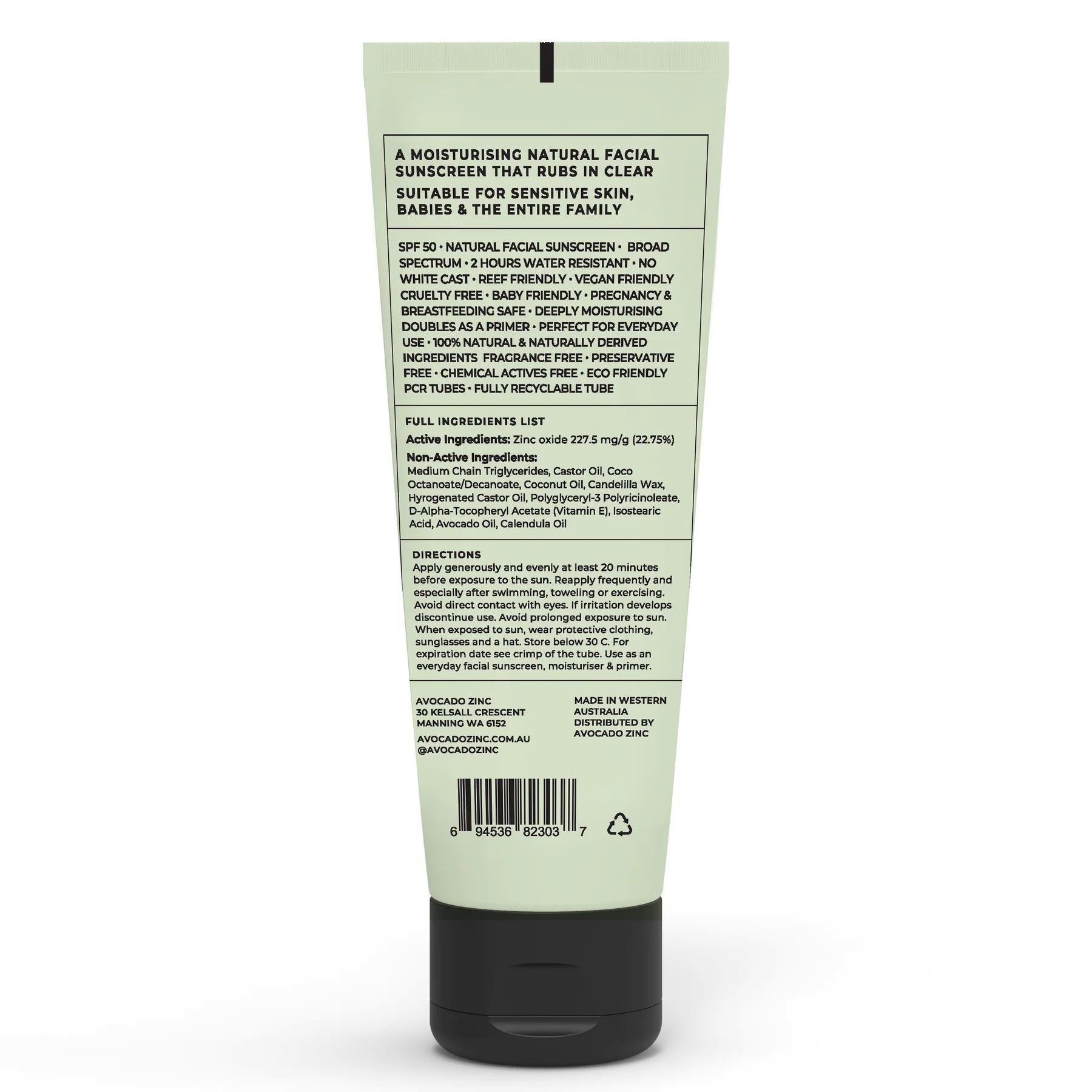 Avocado Zinc SPF 50 Natural Physical Sunscreen Avocado Zinc