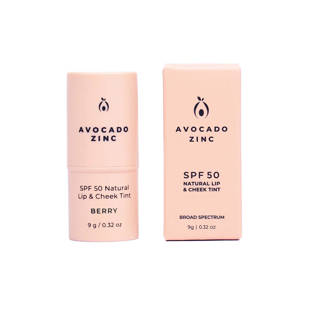 Avocado Zinc SPF50 Natural Lip & Cheek Tint - Berry Avocado Zinc