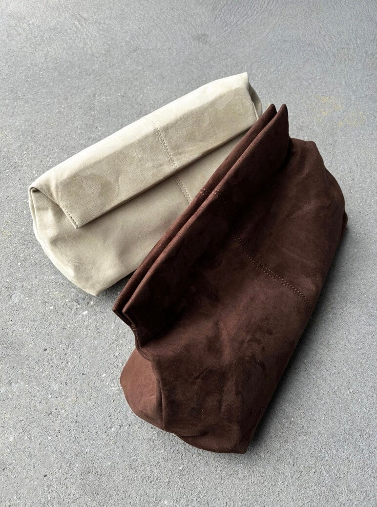 Becca Suede Clutch Bag- Brown Eclectic House