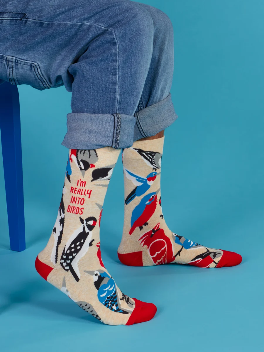 BlueQ Men's Crew Socks - Really into Birds