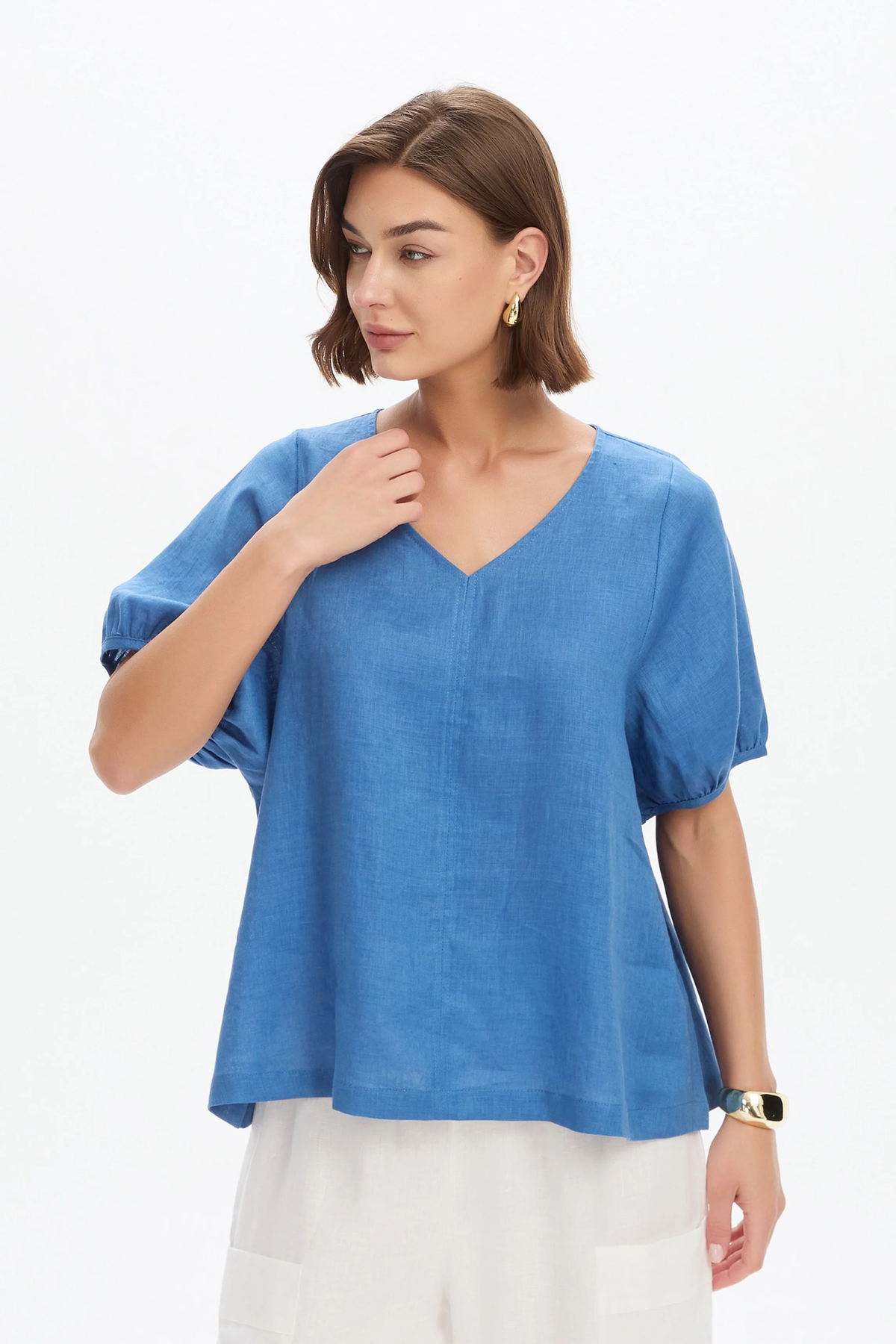 Tirelli Bishop Sleeve Top - Coastal Blue