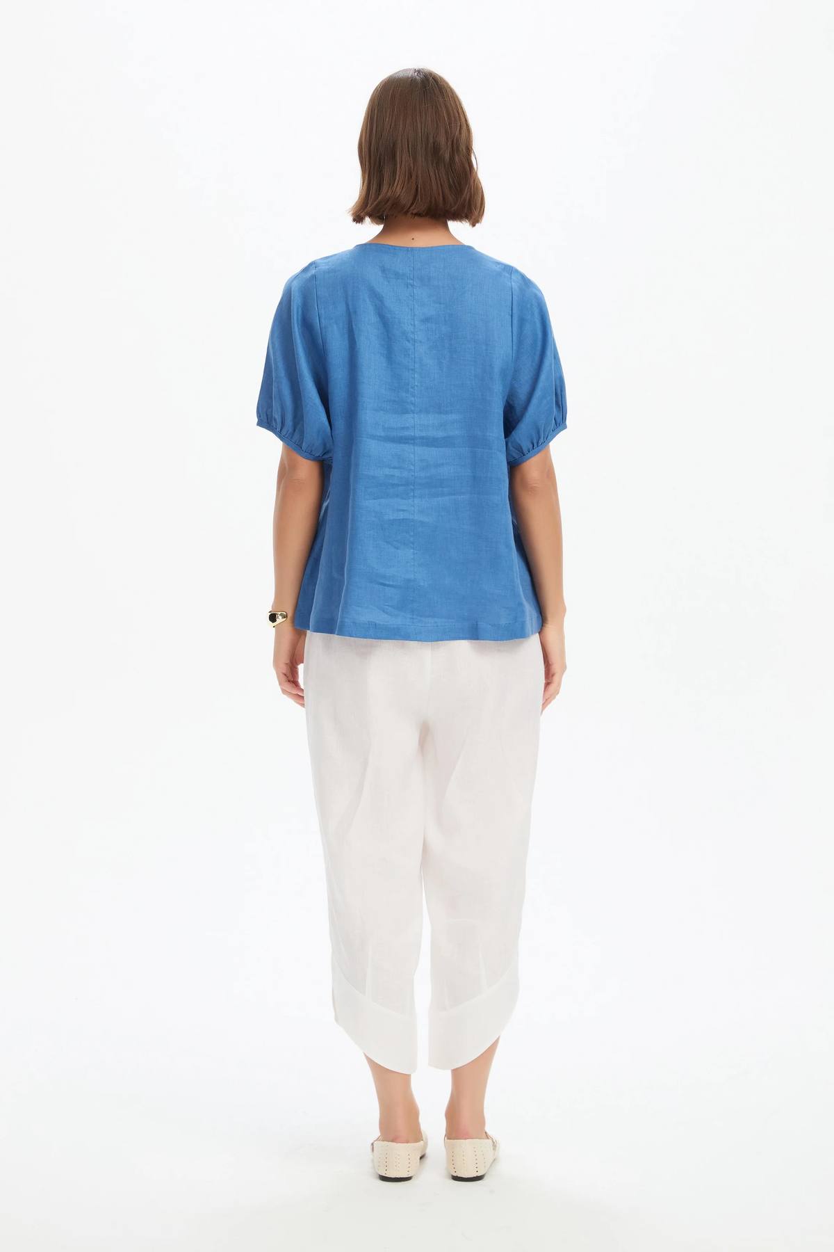 Tirelli Bishop Sleeve Top - Coastal Blue Tirelli