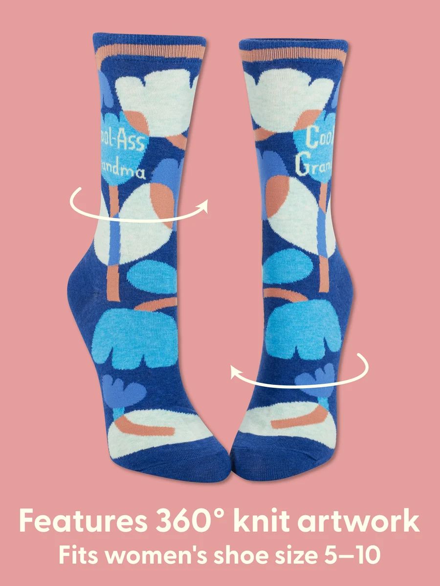 Blue Q Women's Crew Socks - Cool-Ass Grandma Women's Socks Blue Q 