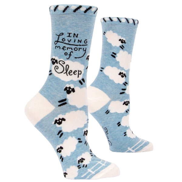Blue Q Women's Crew Socks - In Loving Memory of Sleep Blue Q