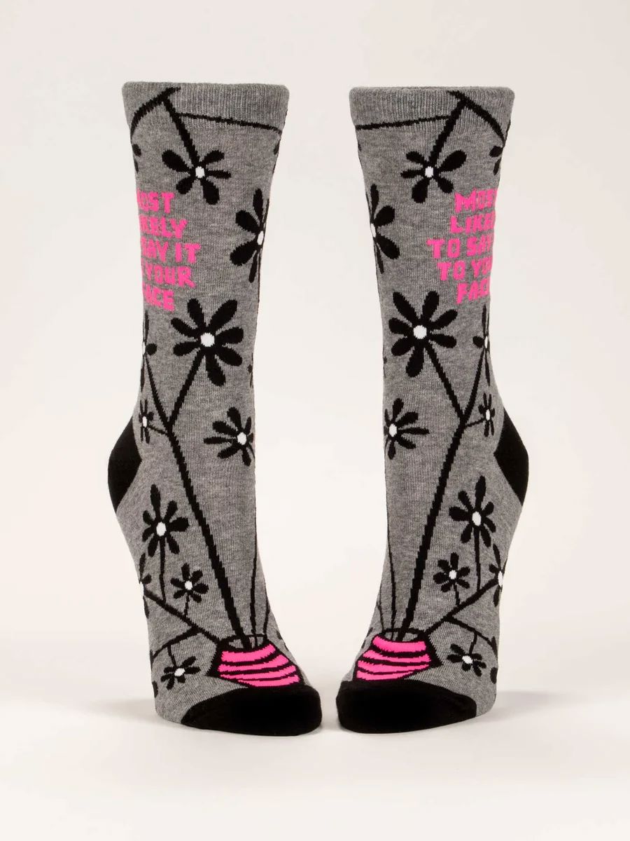 Blue Q Women's Crew Socks - Say it To Your Face Women's Socks Blue Q 