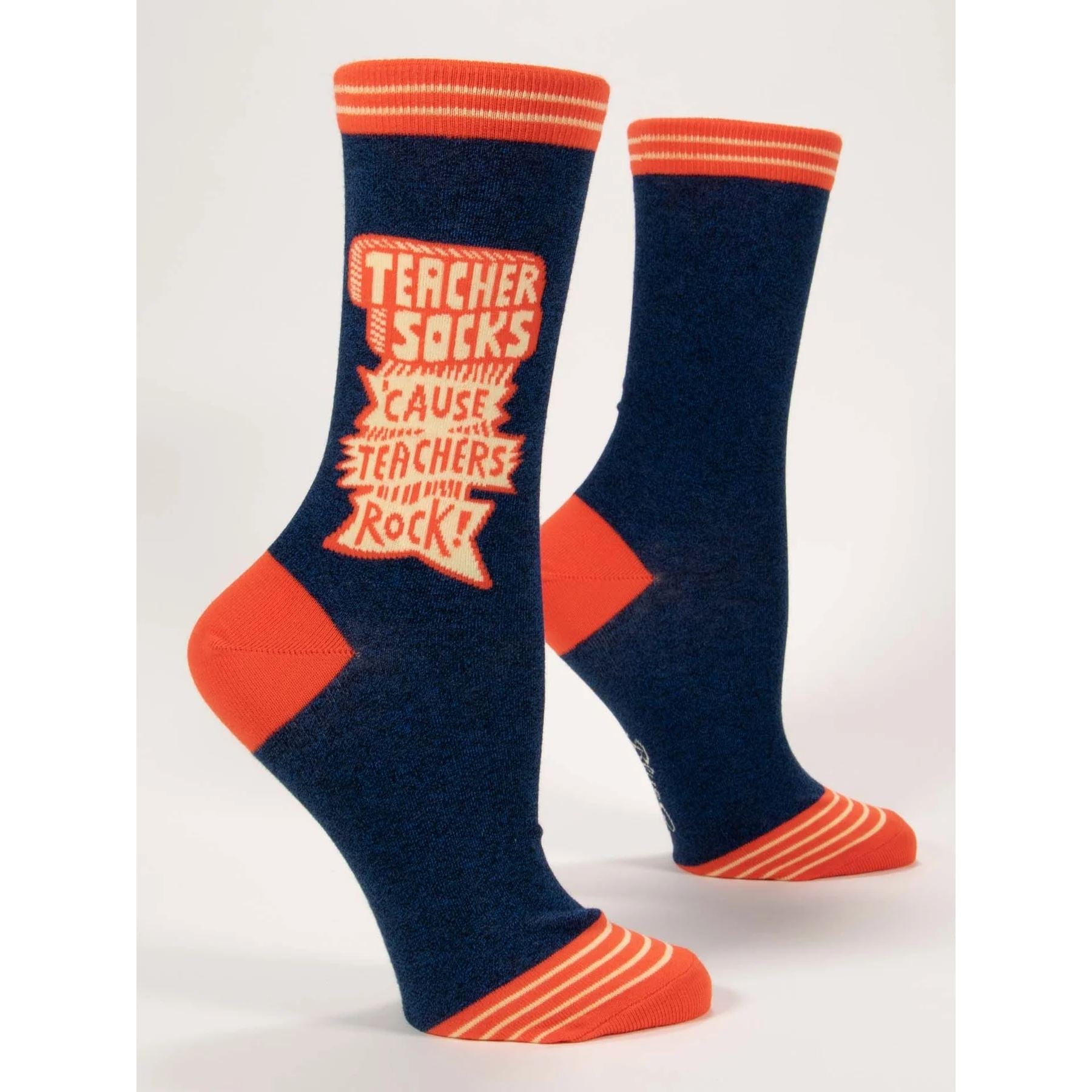 Blue Q Women's Crew Socks - Teachers Rock Blue Q