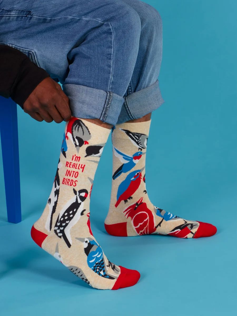 BlueQ Men's Crew Socks - Really into Birds Blue Q