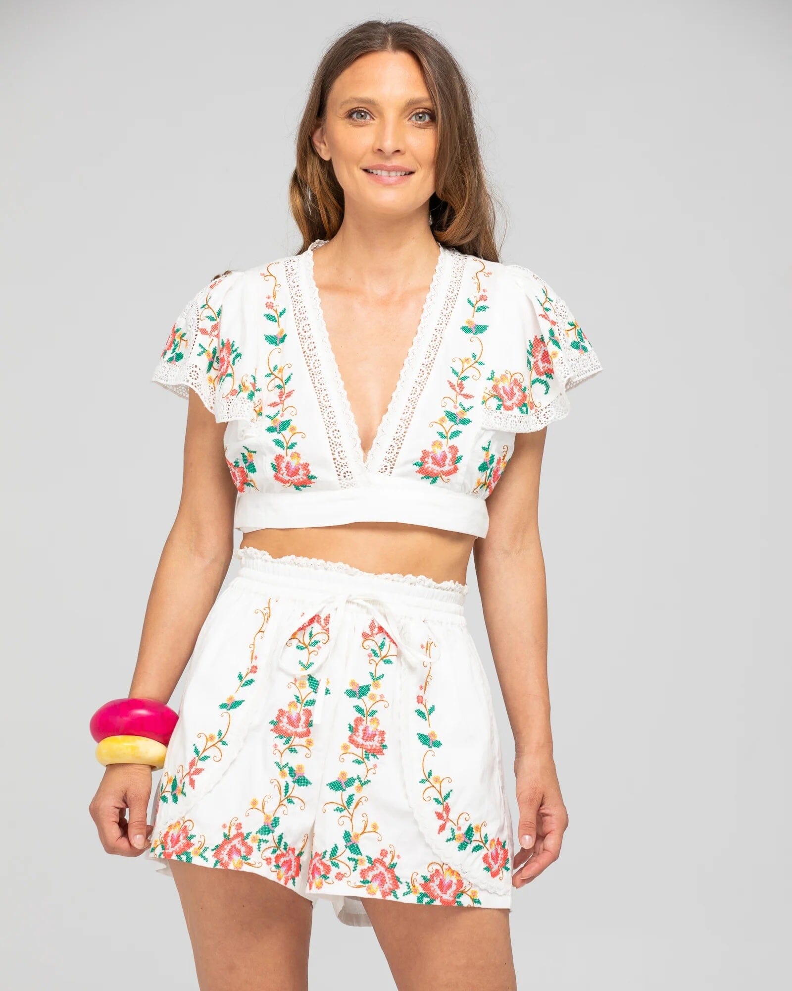 Boom Shankar Bella Wrap Top - White Multi Boom Shankar