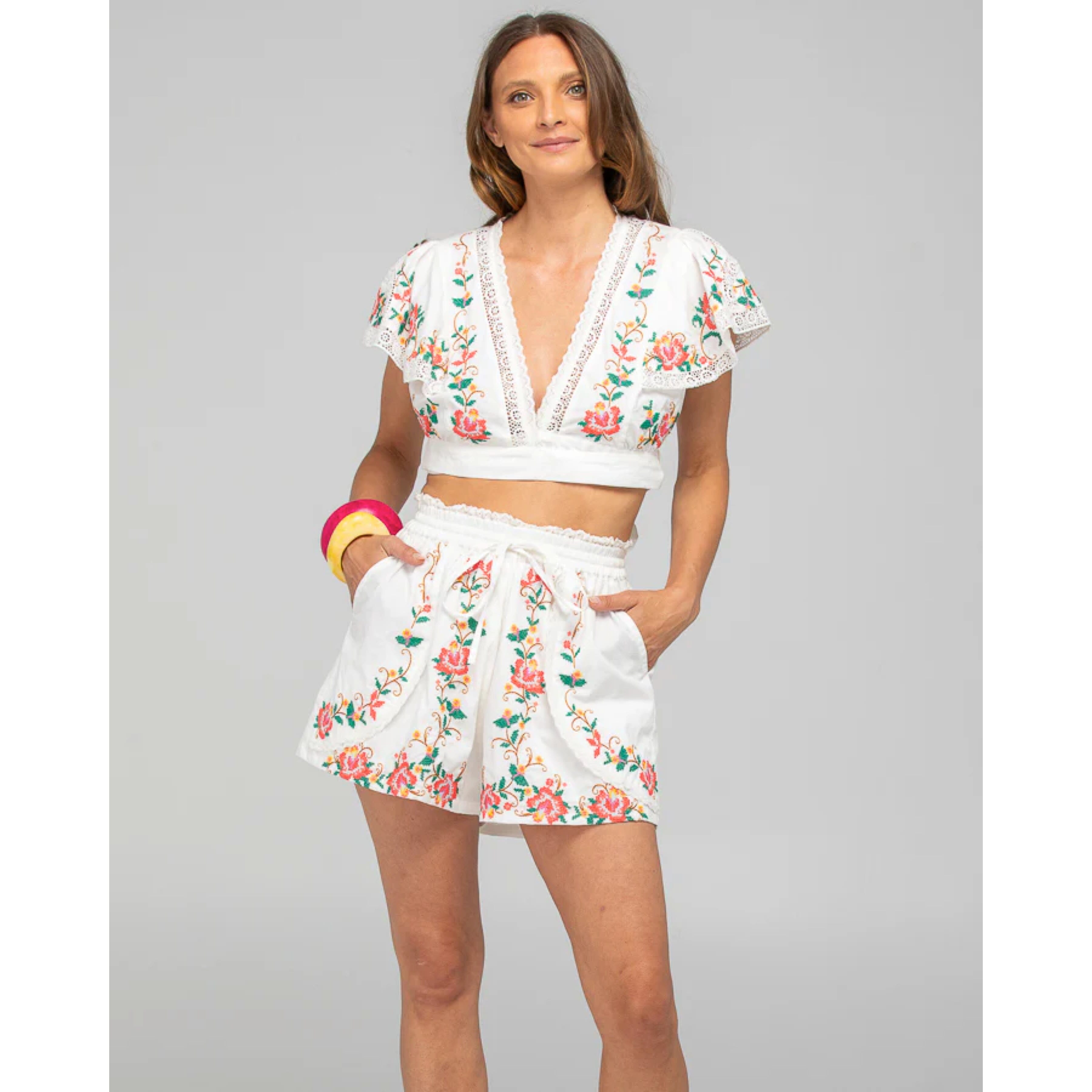 Boom Shankar Bella Wrap Top - White Multi Boom Shankar