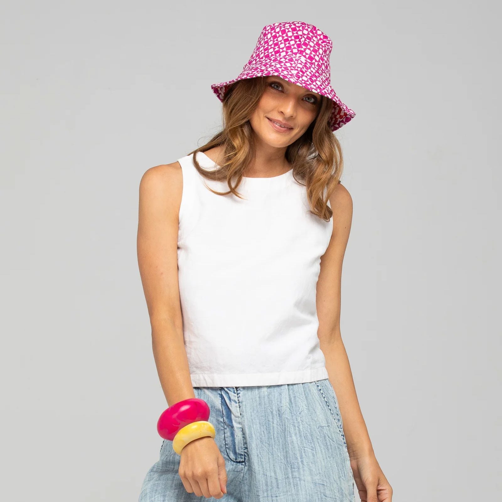 Boom Shankar Reversible Bucket Hat Wide Brim - Naples Viola/Pomodorro Boom Shankar