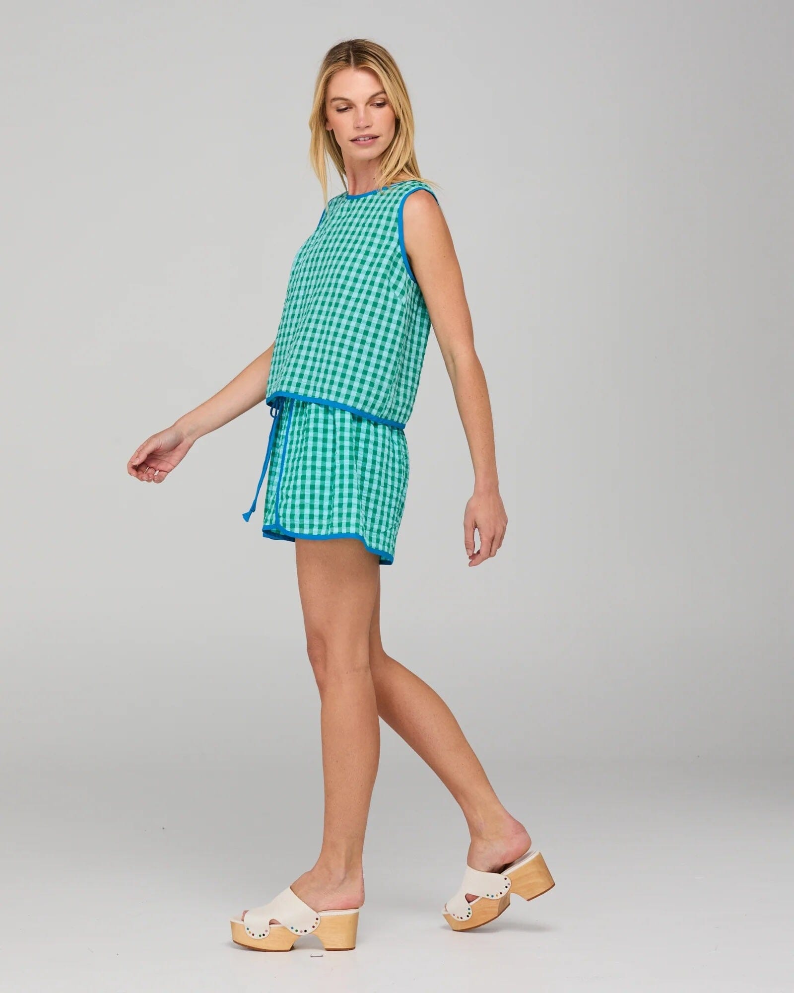 Boom Shankar Cuba Short - Green Seersucker Boom Shankar