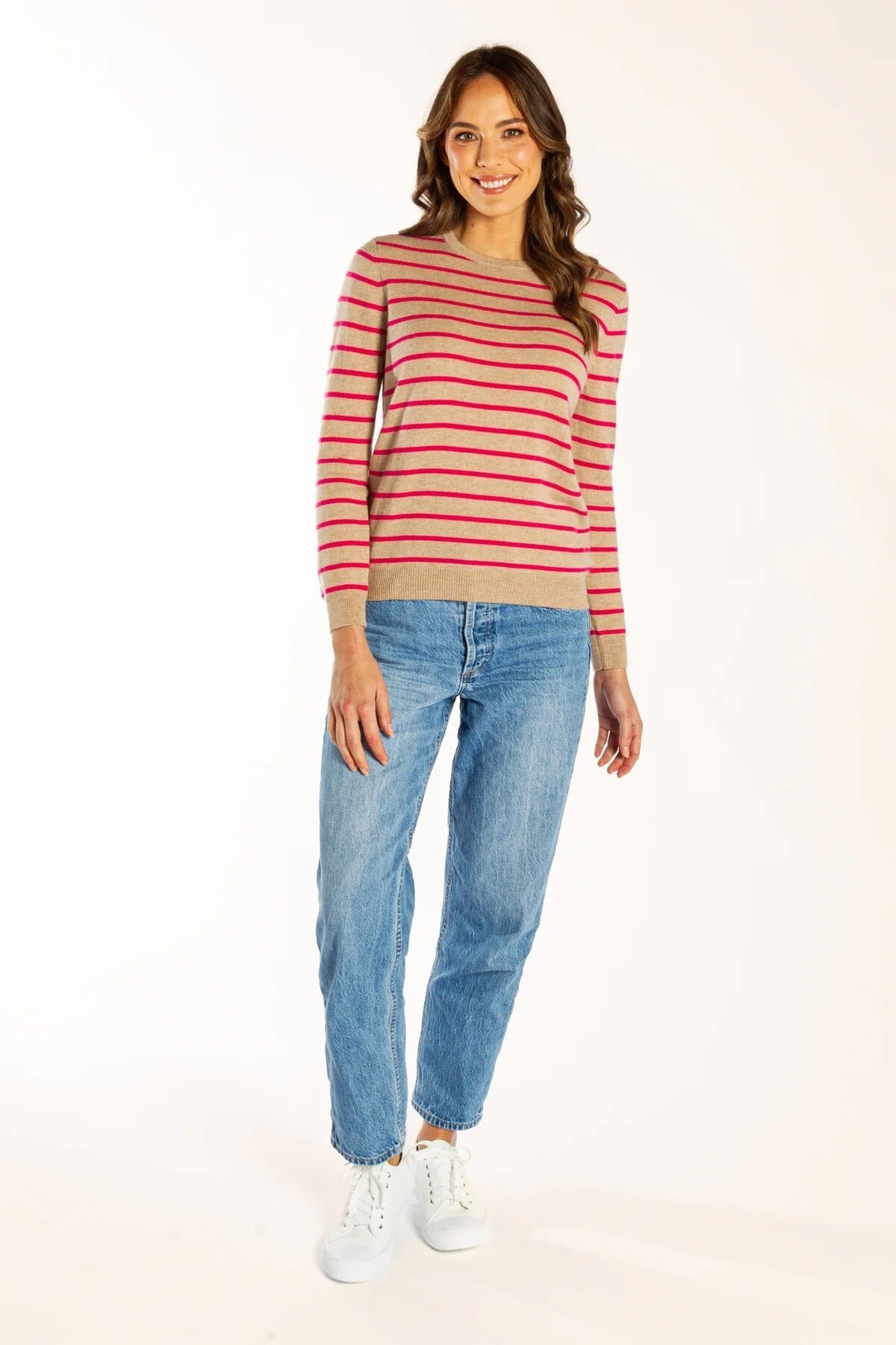 Bow & Arrow Breton Stripe- Latte/Pink Stripe Bow & Arrow