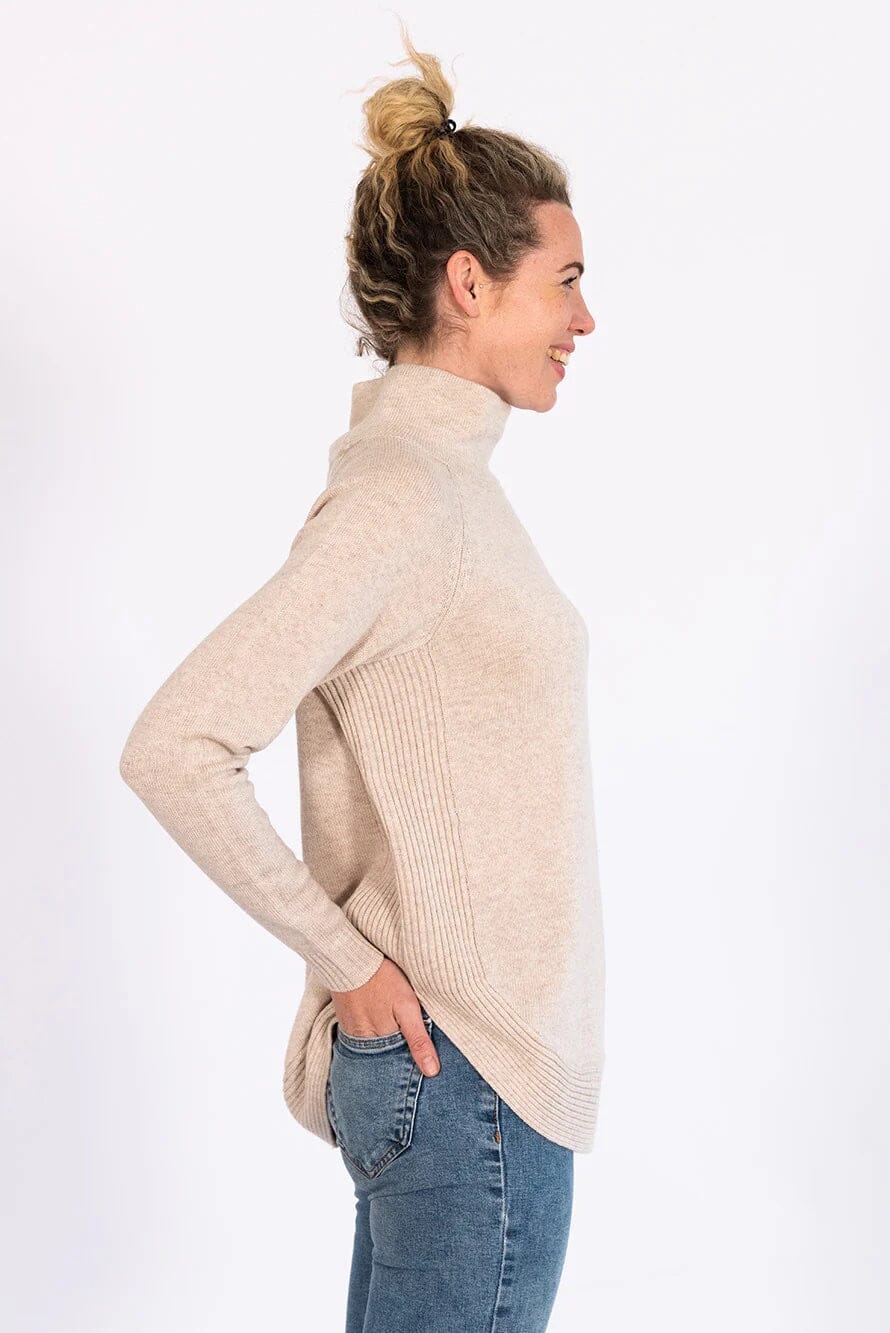 Bow & Arrow Funnel Neck Jumper - Oatmeal Bow & Arrow