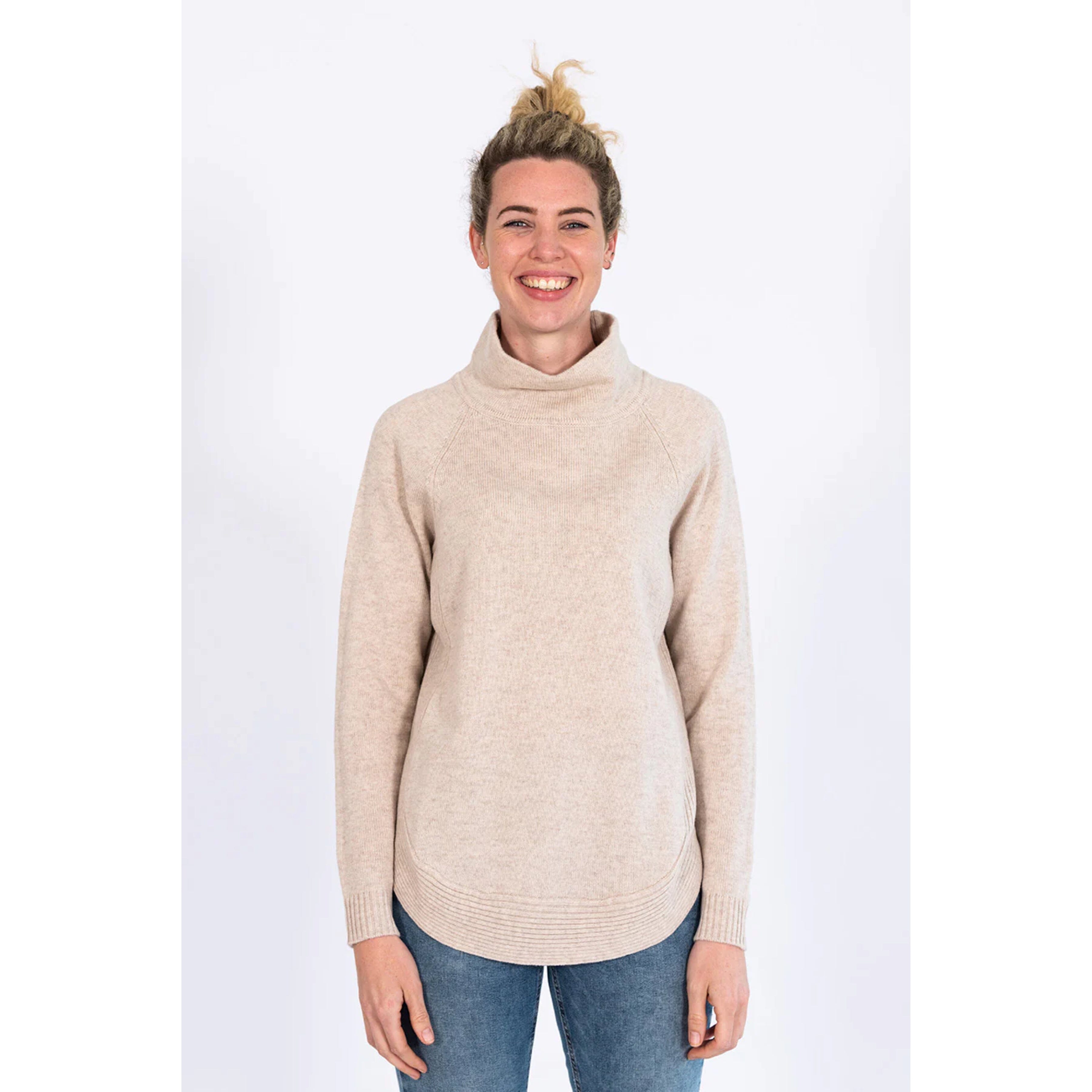 Bow & Arrow Funnel Neck Jumper - Oatmeal Bow & Arrow