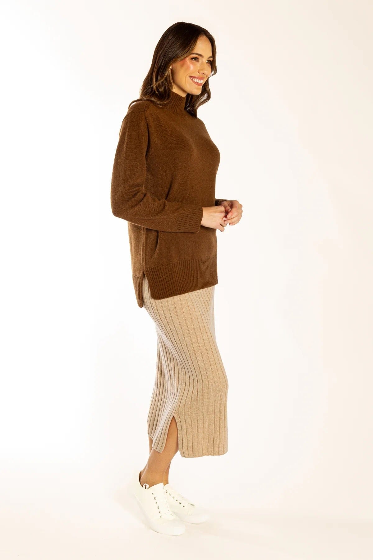 Bow & Arrow Polo Neck Jumper - Chocolate Bow & Arrow
