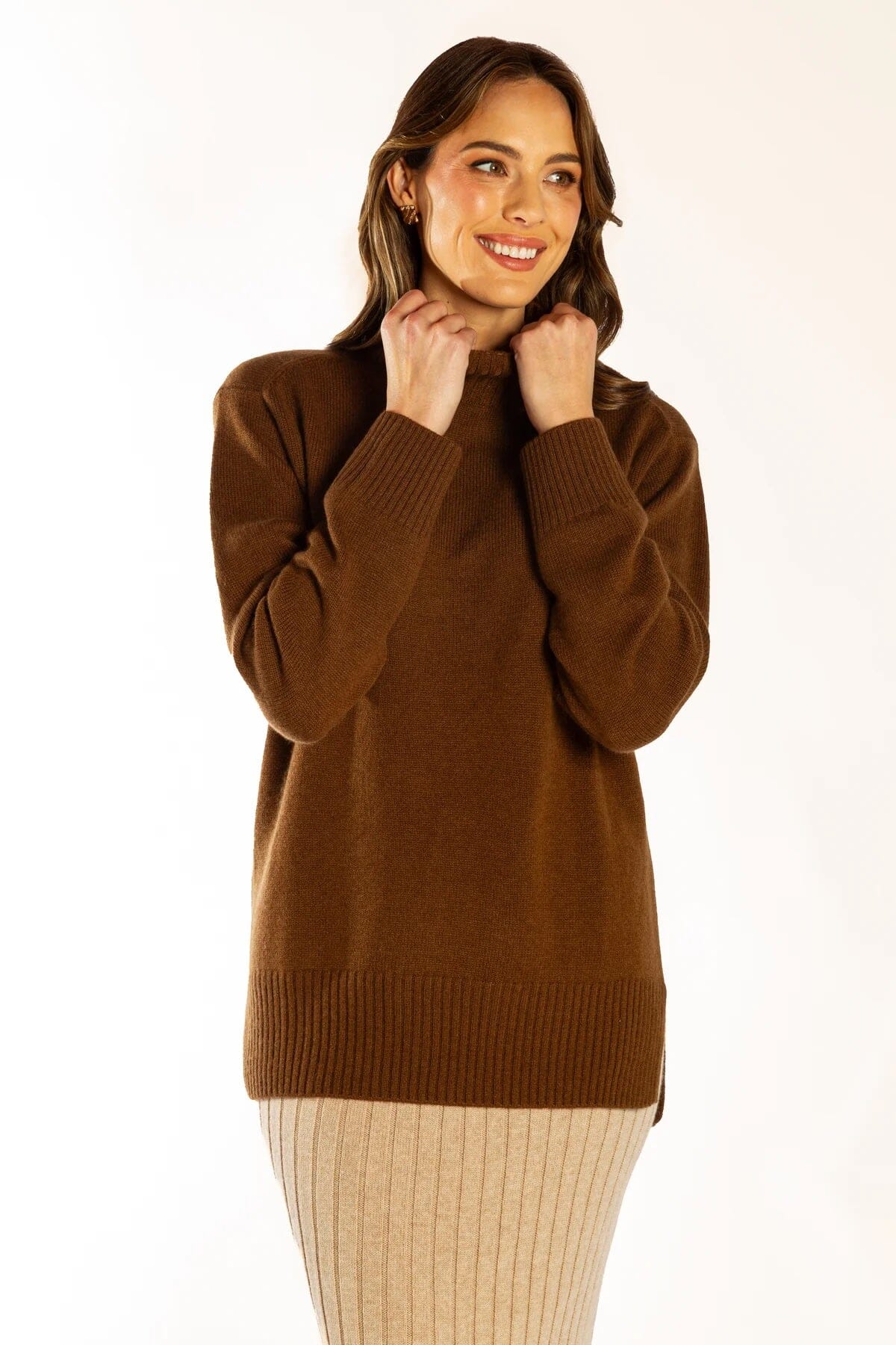 Bow & Arrow Polo Neck Jumper - Chocolate Bow & Arrow