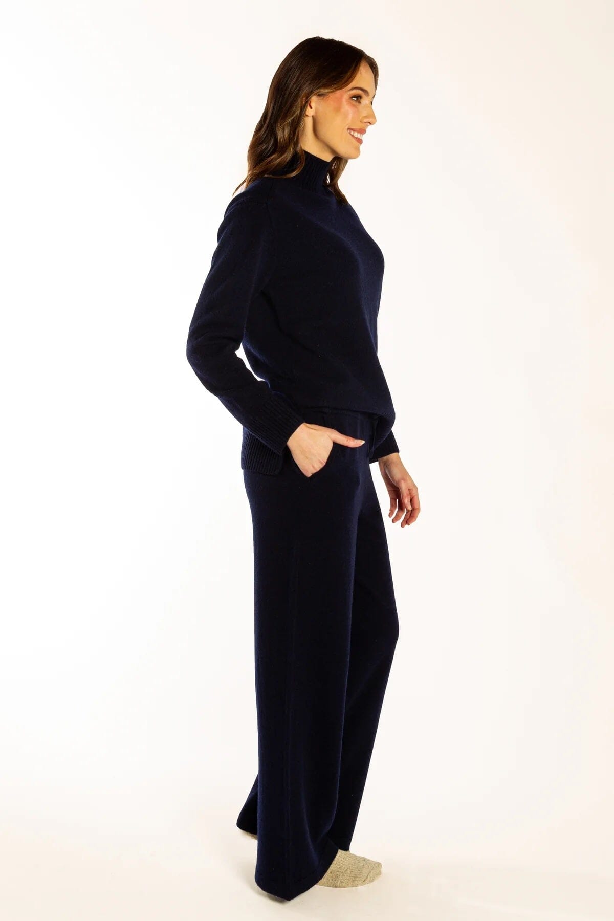 Bow & Arrow Polo Neck Jumper- Navy Bow & Arrow