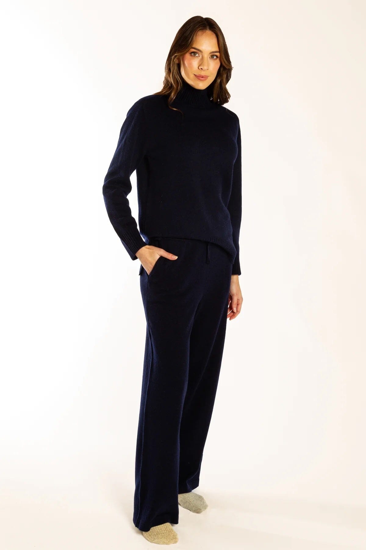 Bow & Arrow Polo Neck Jumper- Navy Bow & Arrow