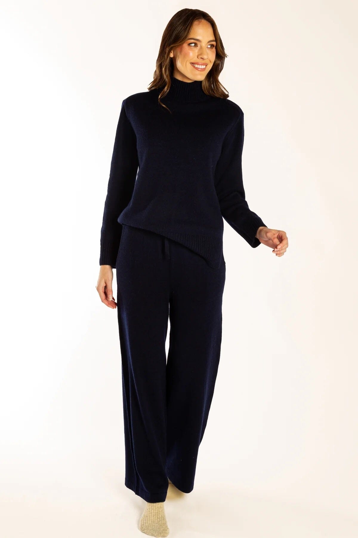 Bow & Arrow Polo Neck Jumper- Navy Bow & Arrow