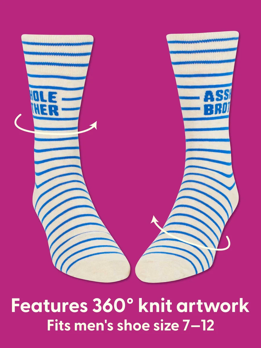 BlueQ Mens Crew Socks- Asshole Brother