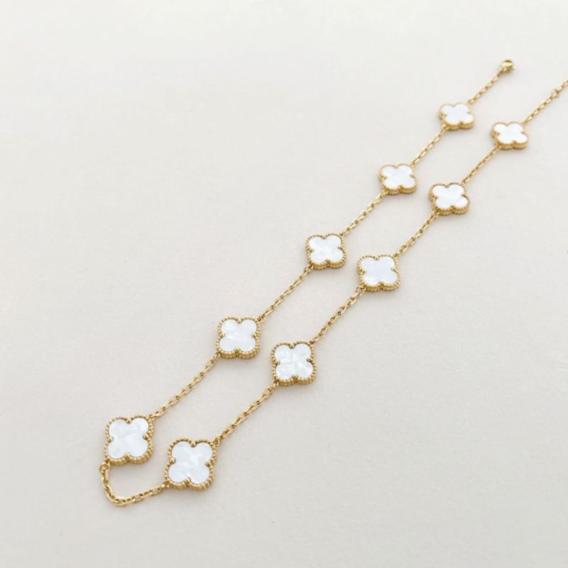 Charlotte 18K Gold Plated Clover Necklace in White Angels Whisper Accessories