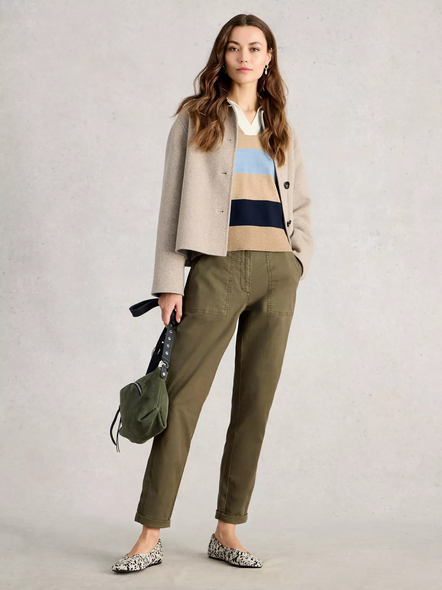 White Stuff Twister Chino Trouser - Khaki Green White Stuff