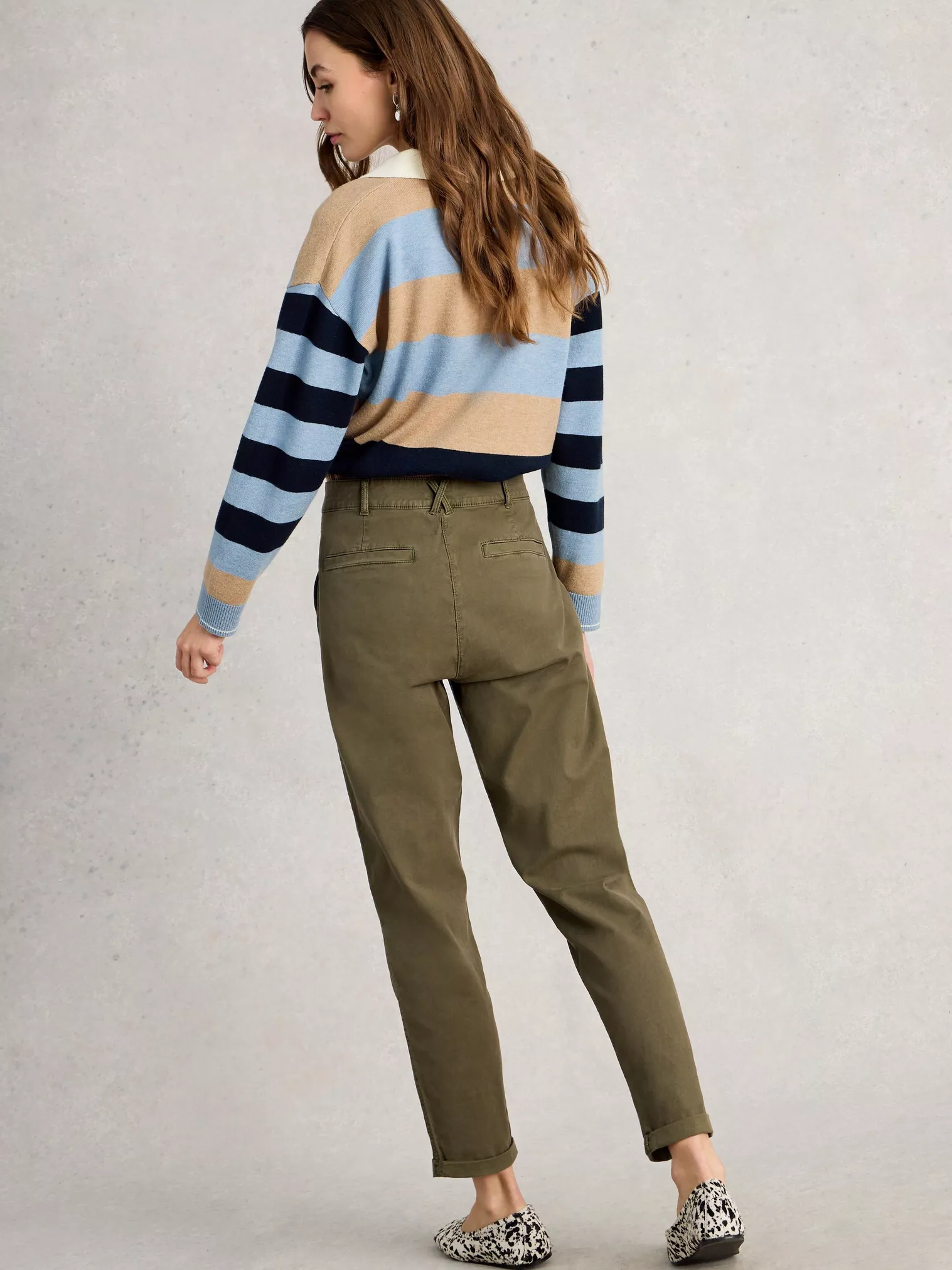 White Stuff Twister Chino Trouser - Khaki Green White Stuff