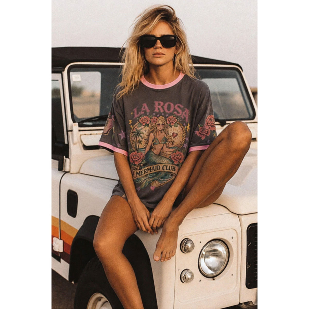 Coco Cartel La Rosa Tee - Pink/Charcoal Women's T-shirt Coco Cartel 