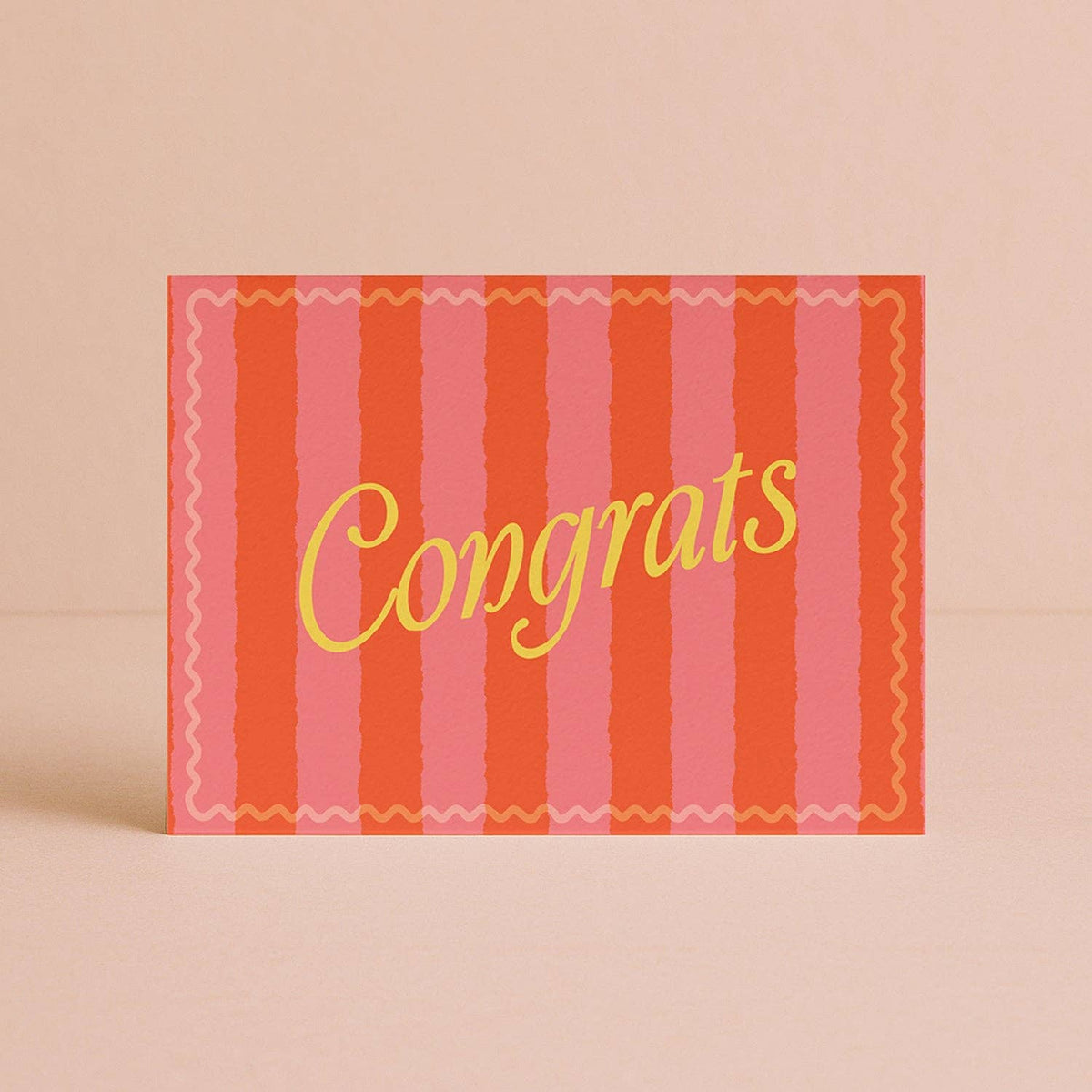 'Congrats' Pink & Red Chunky Stripe Card Daymaker Stationery