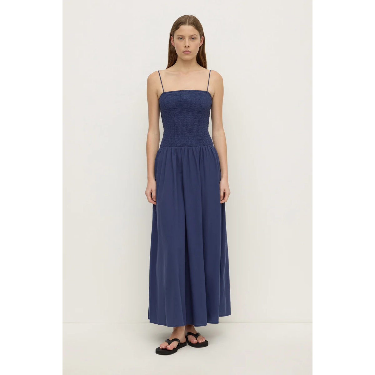 Assembly Label Connie Cotton Shirred Dress - Imperial Blue