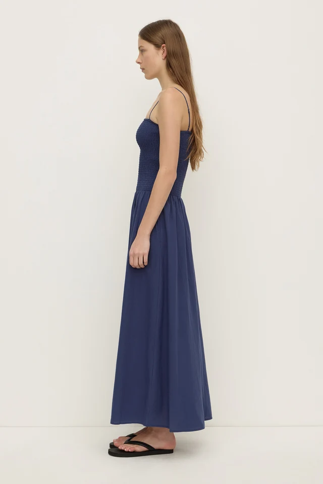 Assembly Label Connie Cotton Shirred Dress - Imperial Blue
