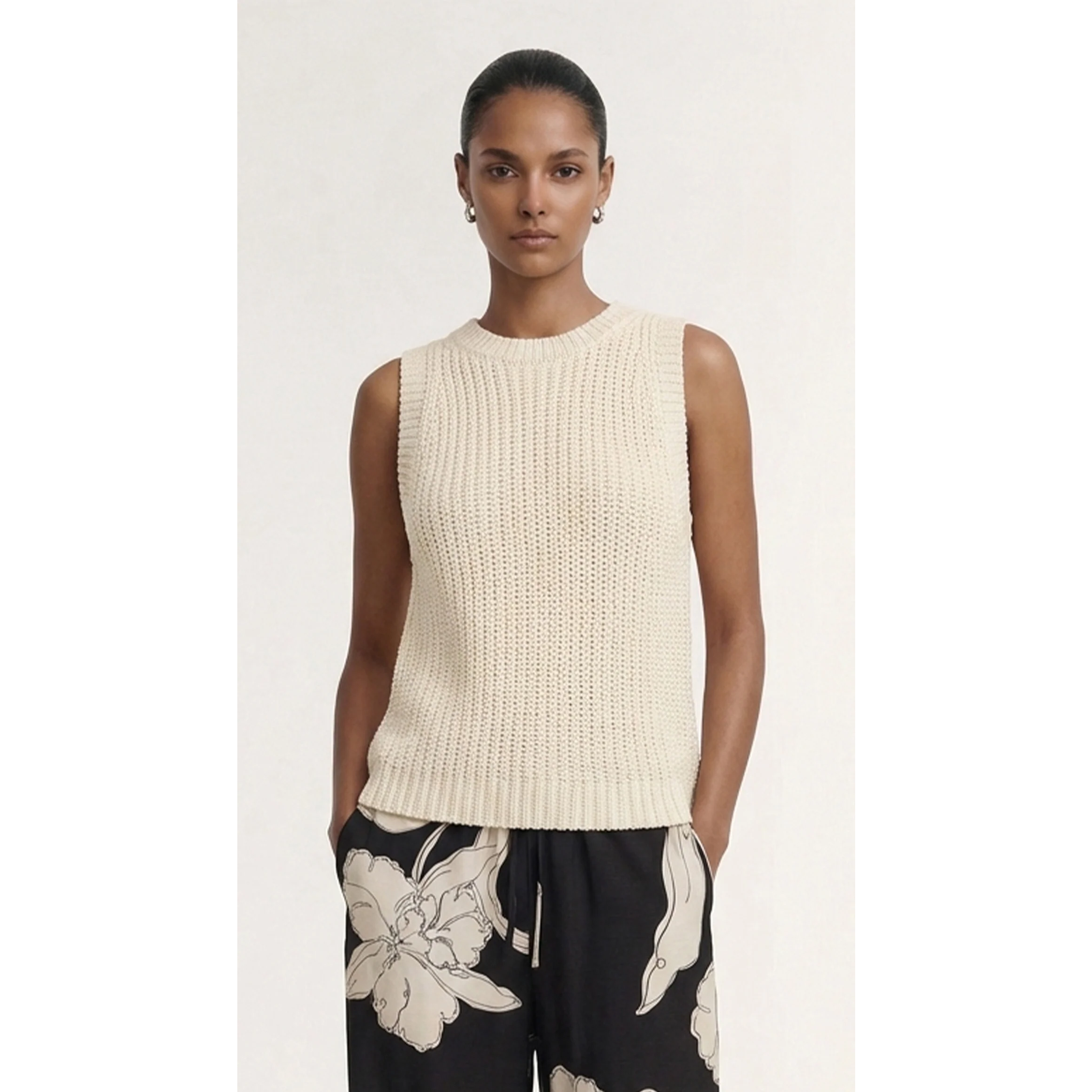 Staple The Label Cove Knit Tank - Natural Beige