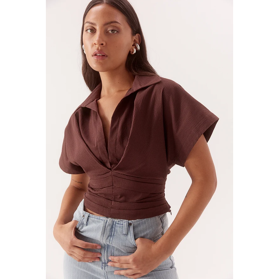 Sovere Lyra Crop Shirt - Chocolate