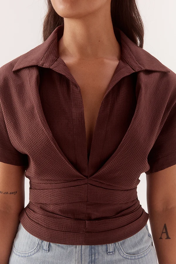 Sovere Lyra Crop Shirt - Chocolate