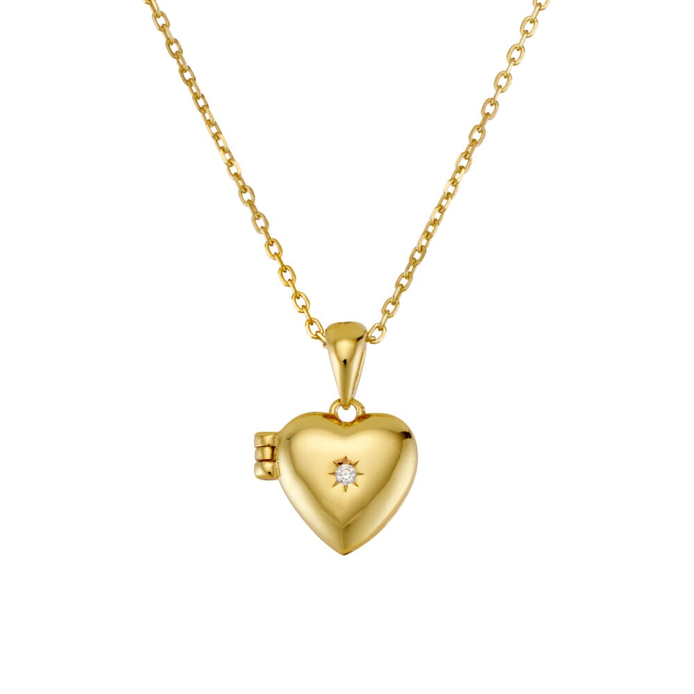 DPI Premium plated brass necklace with CZ heart locket pendant Necklace DPI Jewellery 