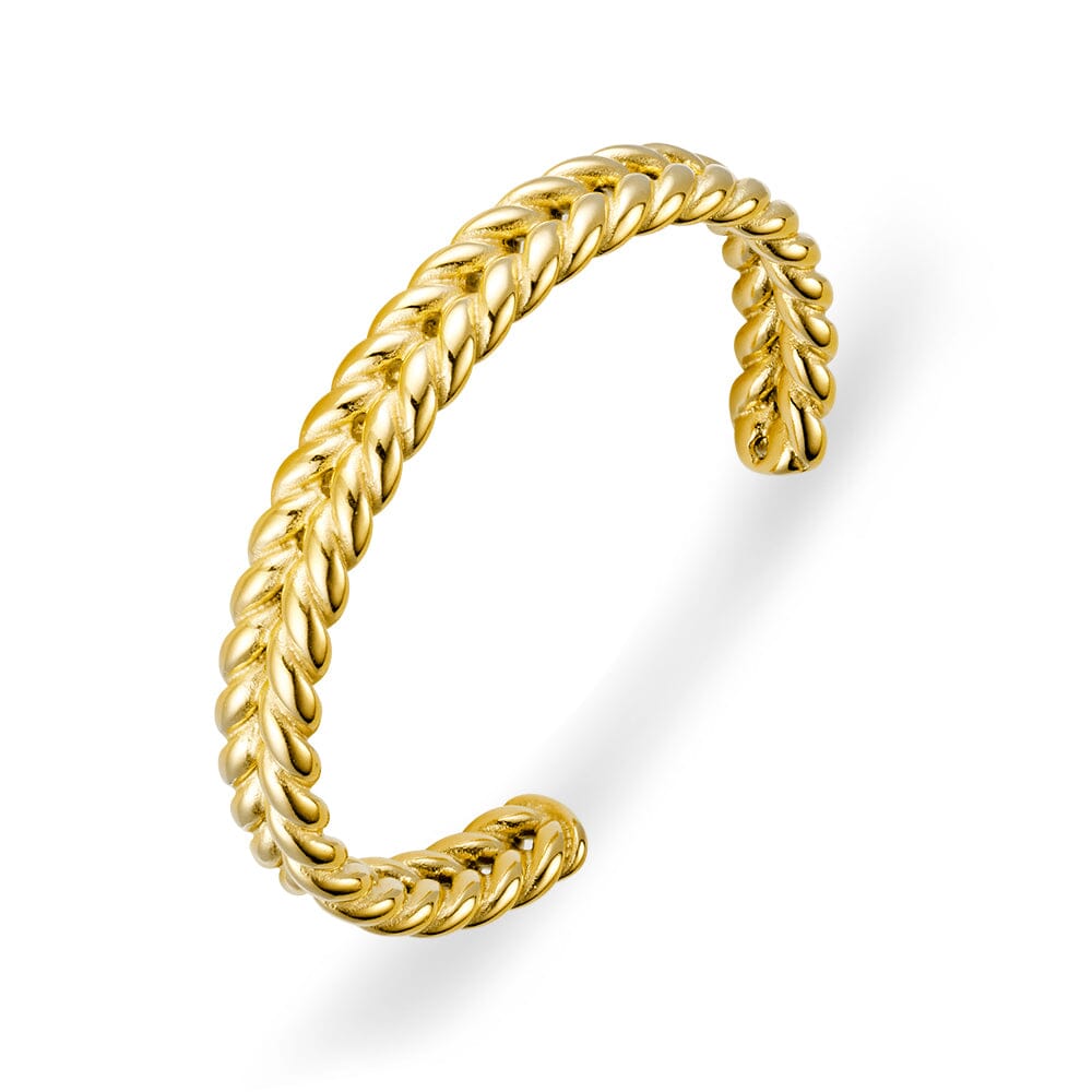 DPI Seren stainless steel gold plated double plait cuff bangle Bracelet DPI Jewellery 