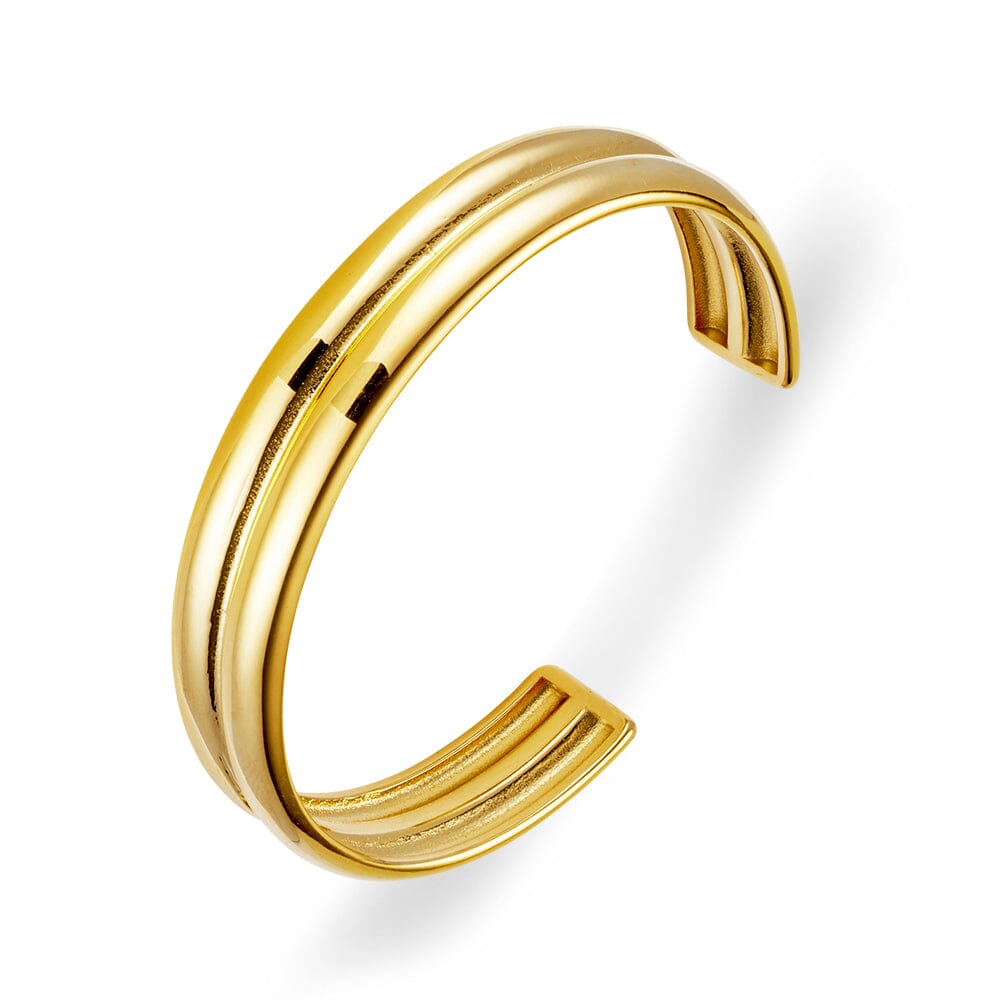 DPI Seren stainless steel gold plated shiny finish double cuff bangle bracelet Bracelet DPI Jewellery 