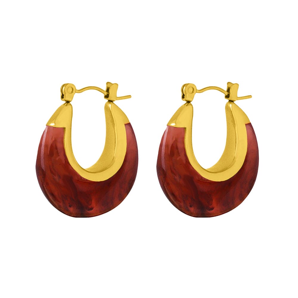 DPI Seren stainless steel gold plated tortoiseshell resin hoop earrings Earrings DPI Jewellery 