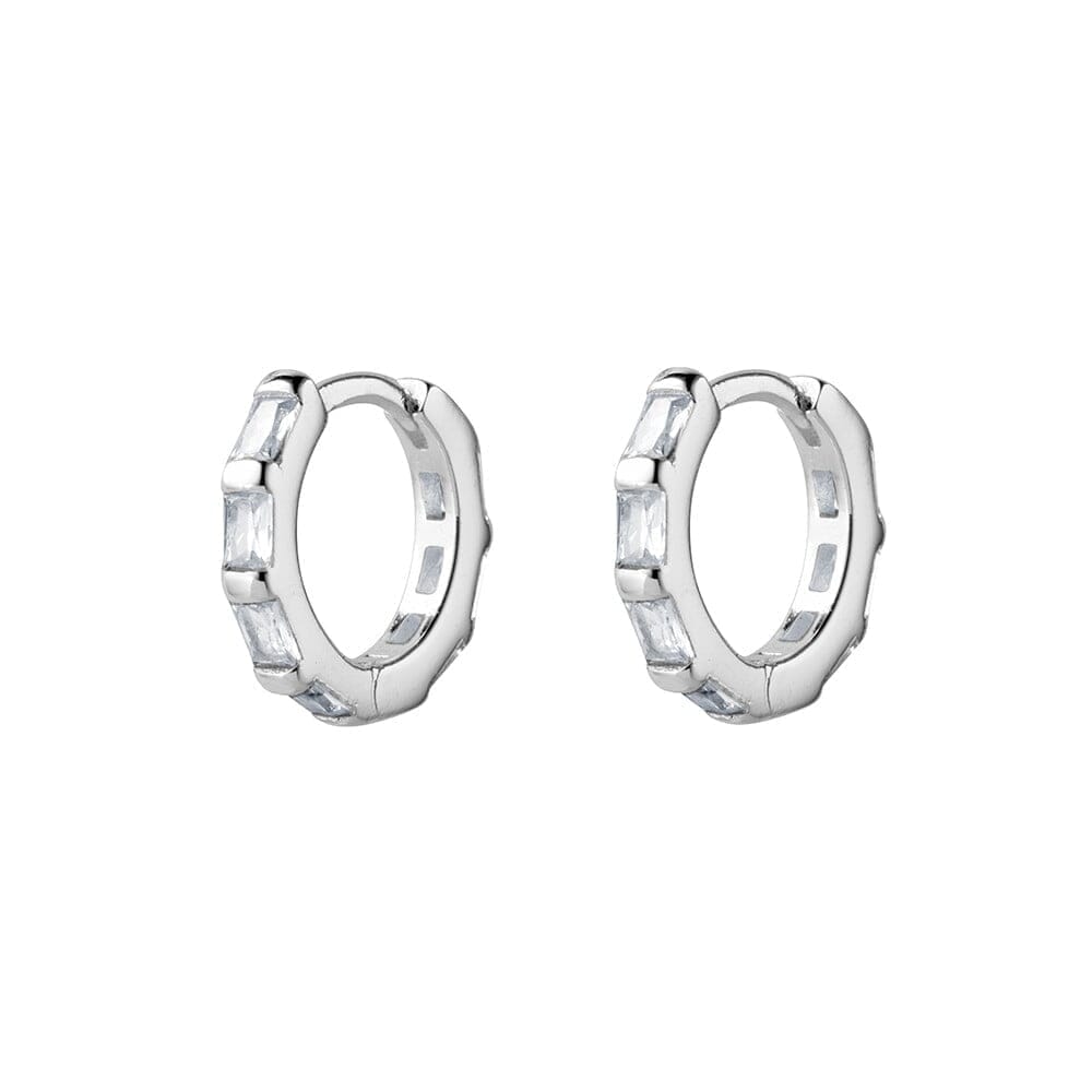 DPI Sterling silver CZ baguette stone set huggies earrings Huggie Earrings DPI Jewellery 