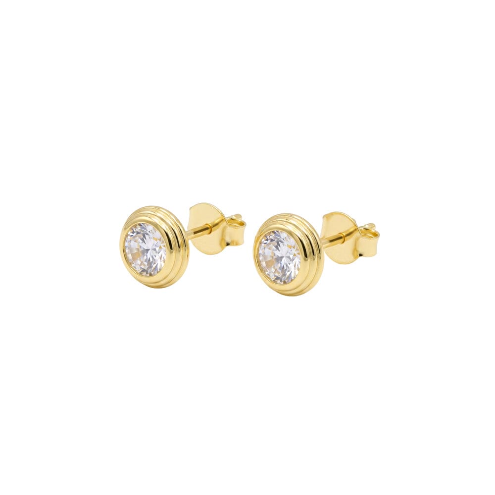 DPI Sterling silver gold plated 5MM bezel set circle CZ stud earrings Earrings DPI Jewellery 