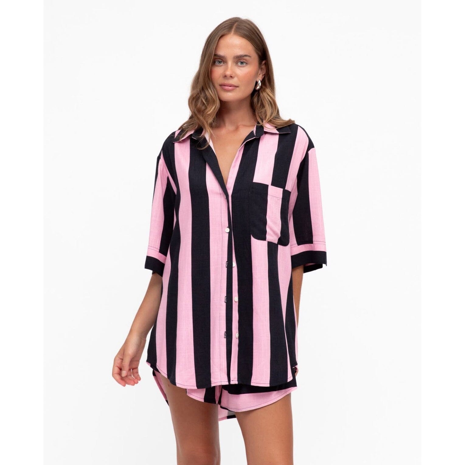 Ebby & I Tigerlilly Shirt - Pink & Black Stripe Ebby & I