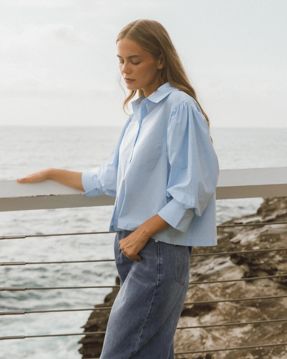 Ebby & I White Star Shirt - Blue Ebby & I