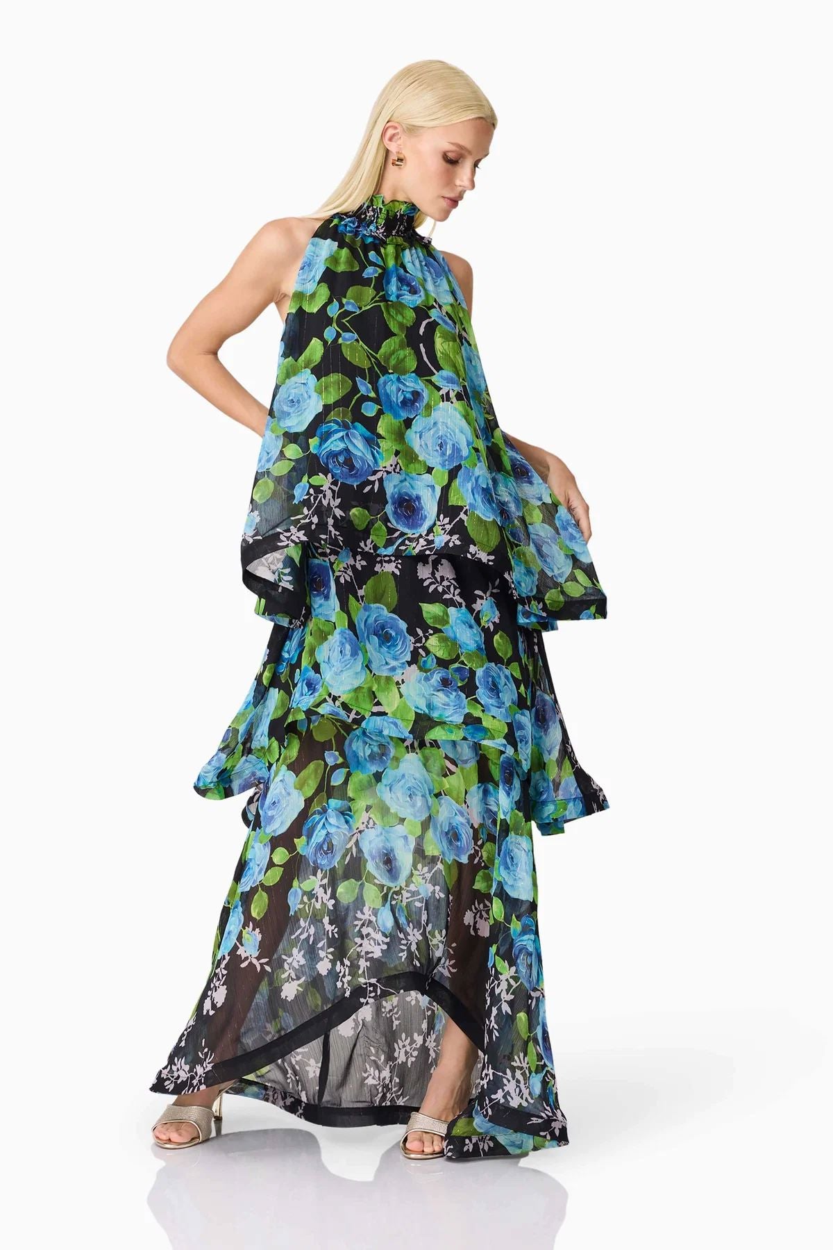 Elliatt Briony Gown - Black & Blue Floral Gown Elliatt 