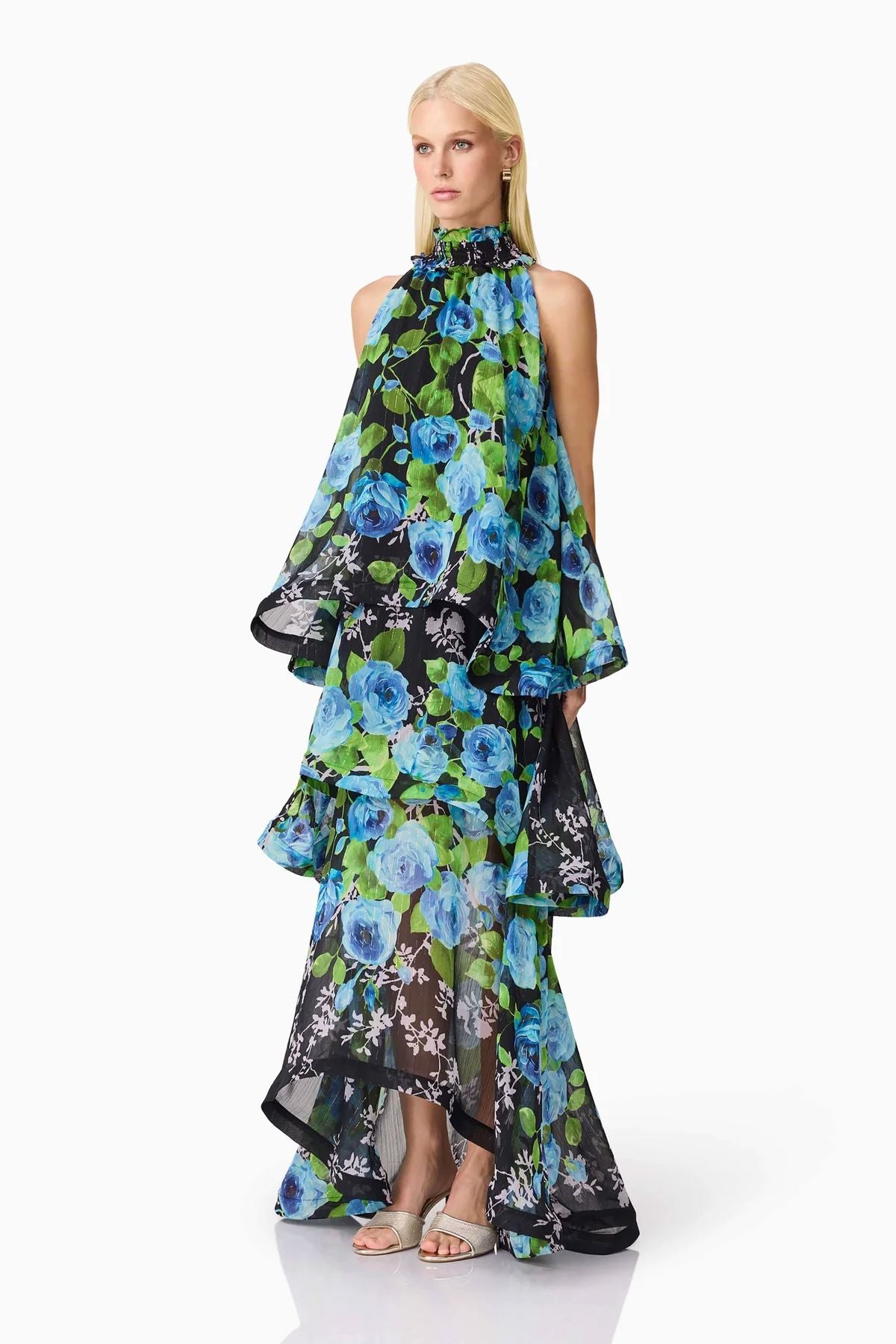 Elliatt Briony Gown - Black & Blue Floral Gown Elliatt 