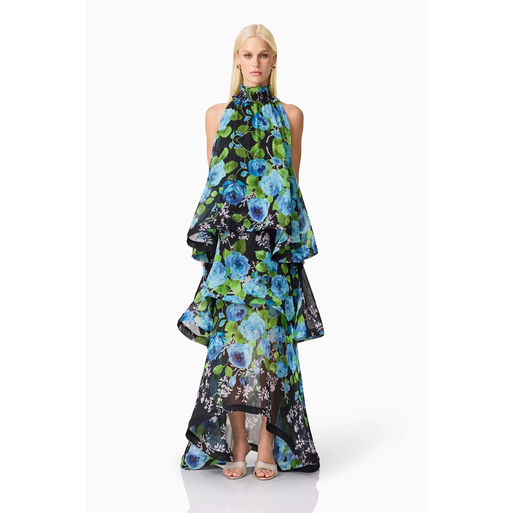 Elliatt Briony Gown - Black & Blue Floral Gown Elliatt 